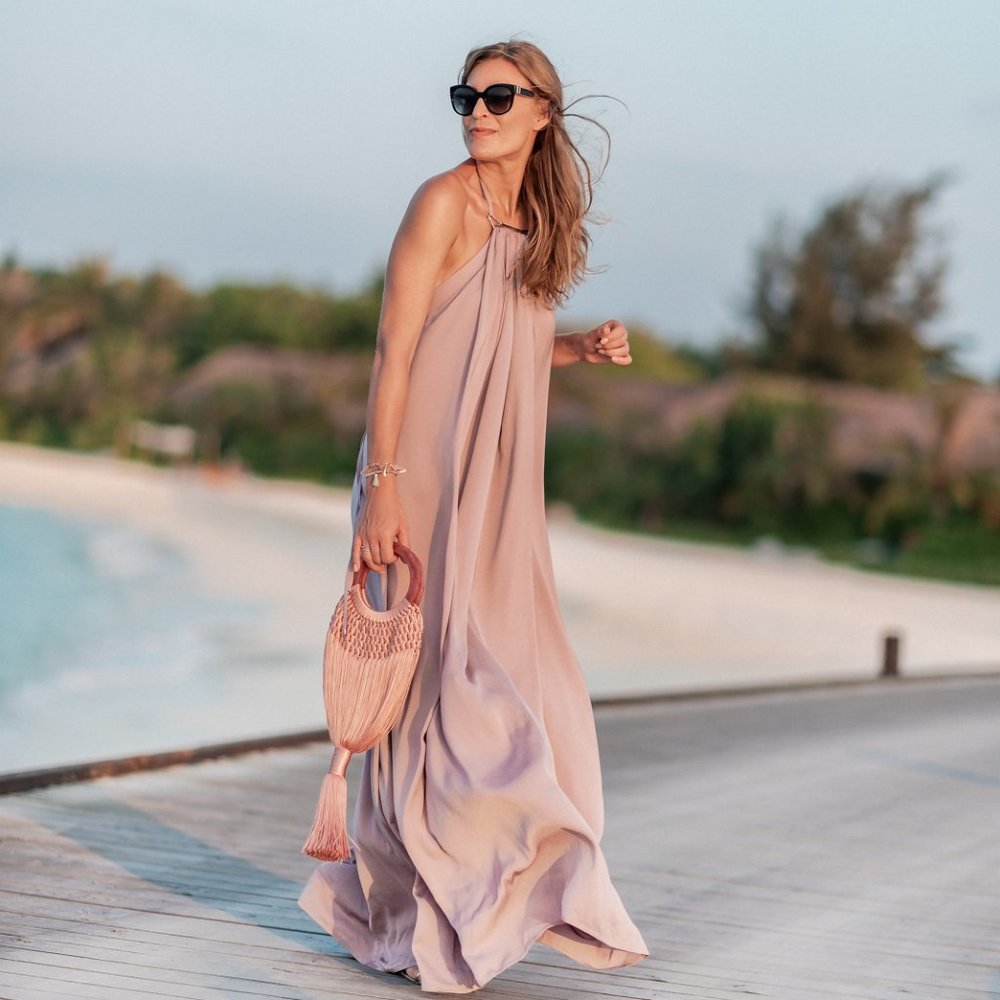 KAUFMANFRANCO Maxi Halter Dress in Lilac - Picture 11 of 15